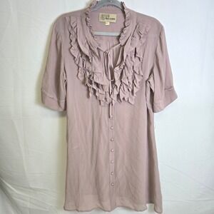Project Alabama Diaphanous Tunic, Romantic Silk Chiffon‎ Ruffle, Size 12